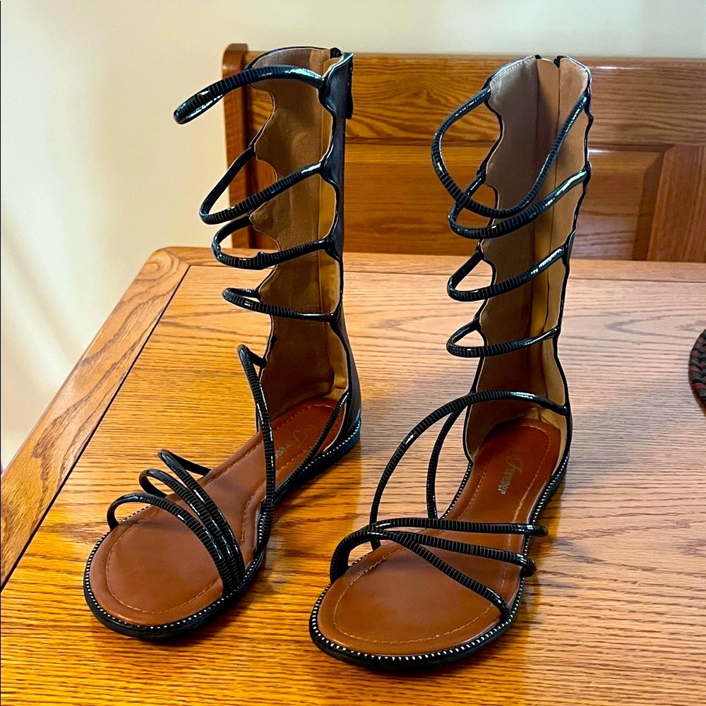 Forever Black Strappy Sandals Size 8